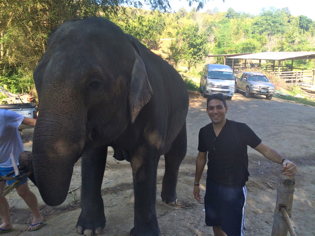 Me with an elephant at Elephant Retirement Park in Chang Wat