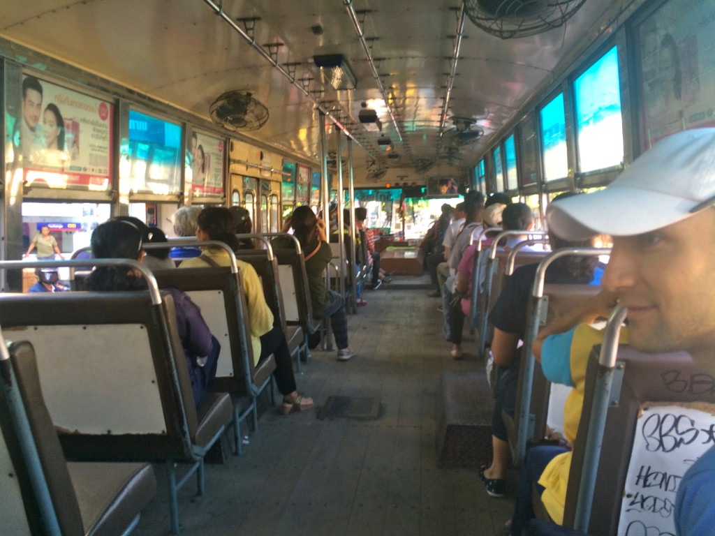 Eli on a bus near Siam Square